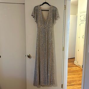 Jenny Yoo silver sequin gown